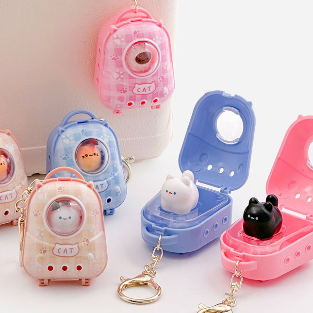 Random Cat Spaceship Bag Keyring