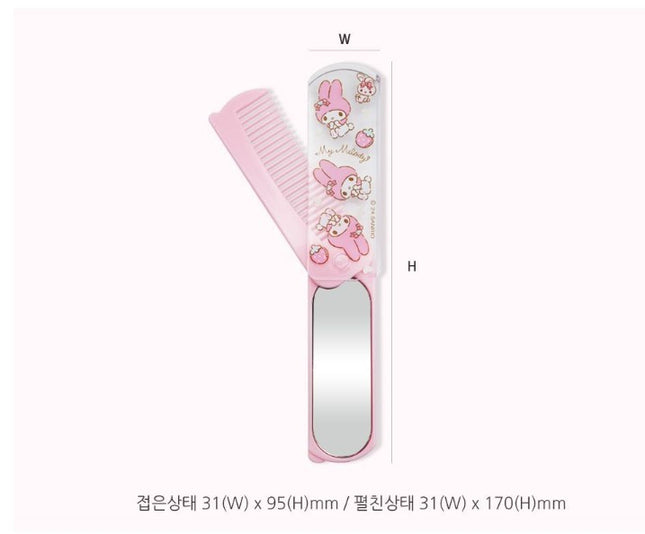 Sanrio Folding Comb and Mirror Set - My Melody