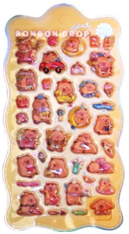Glassmong 3D Puffy Stickers - Capybara(Honey Bear)