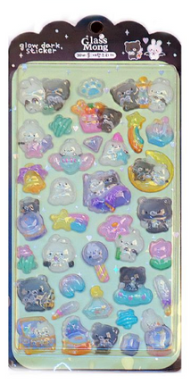 Glassmong 3D Bubble Glow-in-the-Dark Stickers - Midnight Duo