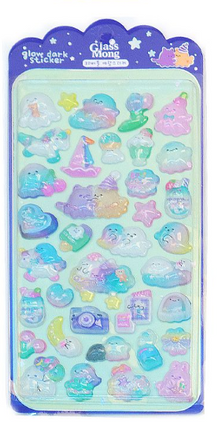 Glassmong 3D Bubble Glow-in-the-Dark Stickers - Jelly Cat