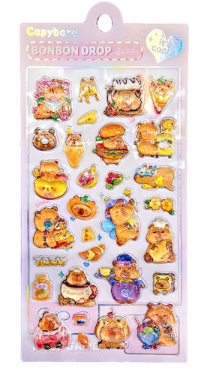 Glassmong 3D Puffy Stickers - Capybara Food