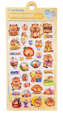 Glassmong 3D Puffy Stickers - Capybara Honeyball