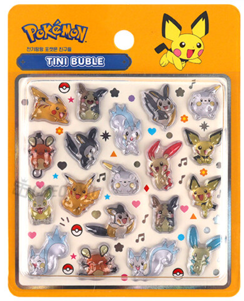 Pokemon 3D Tiny Bubble Sticker Mini - Electric Spark Pokémon Friends