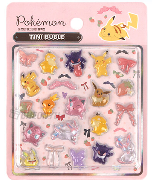 Pokemon 3D Tiny Bubble Sticker Mini - Pink Ribbon Collection