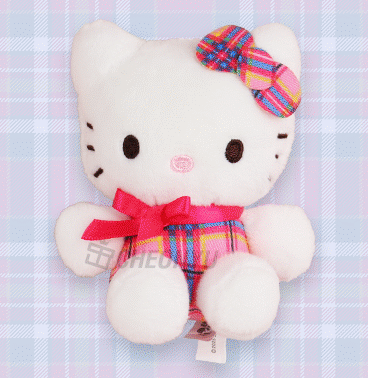 Hello Kitty Pattern Bag Charm 8cm - Tartan Pattern