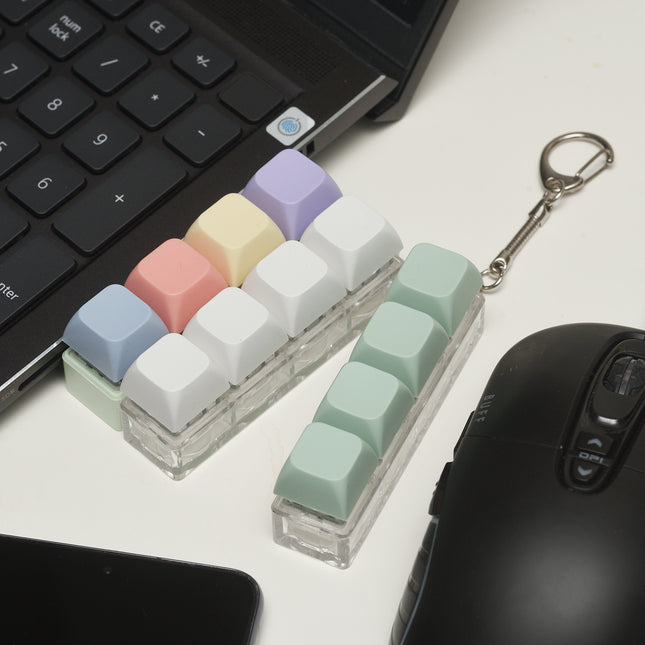Emotional Pastel Keycap Keyring Keyholder Keychain Stress Relief Click Keyboard - Mint