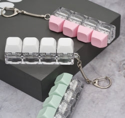 Emotional Pastel Keycap Keyring Keyholder Keychain Stress Relief Click Keyboard - Pink