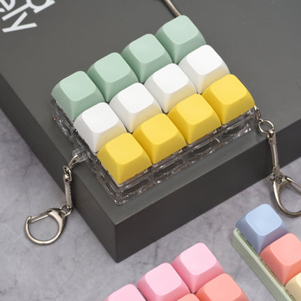 Emotional Pastel Keycap Keyring Keyholder Keychain Stress Relief Click Keyboard - Yellow