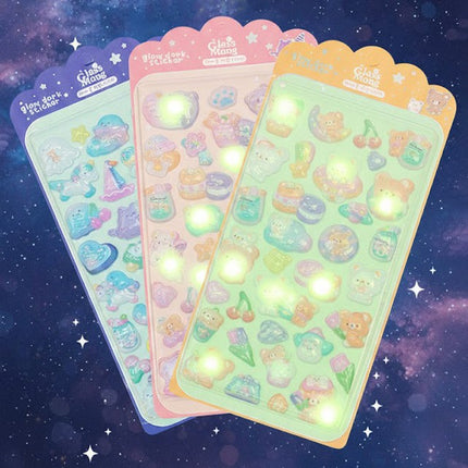 Glassmong 3D Bubble Glow-in-the-Dark Stickers - Jelly Cat