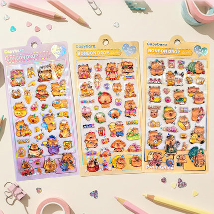 Glassmong 3D Puffy Stickers - Capybara Food