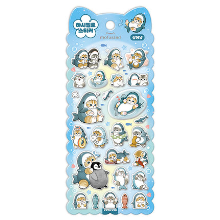 mofusand Marshmallow Sticker-  Shark (Blue)