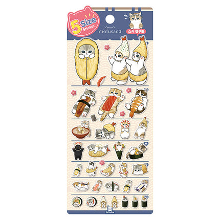 mofusand 5-Size Sticker Sushi Friends