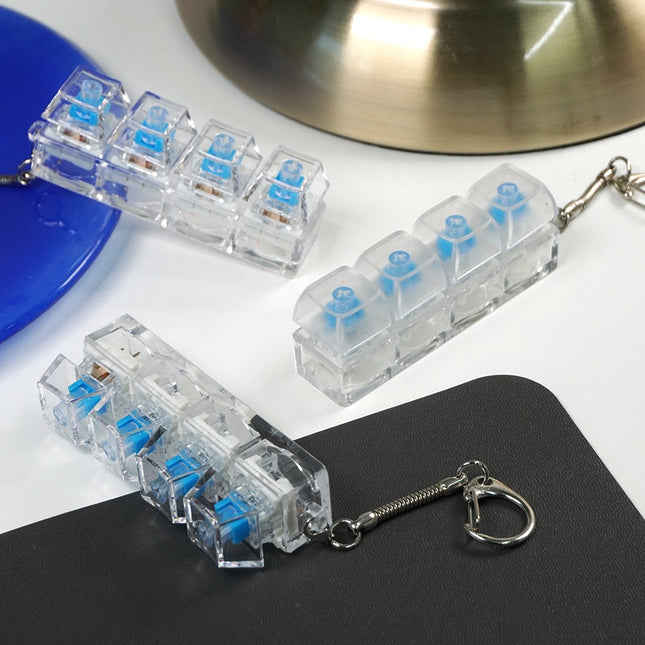 Emotional Transparent Blue Keycap Keyring Keyholder Keychain Stress Relief Click Keyboard - Opaque blue