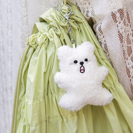 Fried bear toy keyring - 02 White