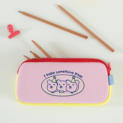 Jelly bear soft pencil pouch - 01 Pink