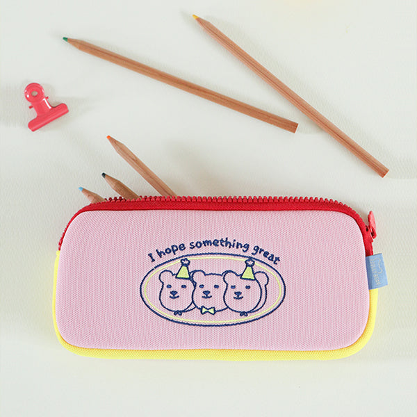 Jelly bear soft pencil pouch - 01 Pink