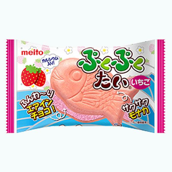 Meito fish shaped air in chocolate strawberry 16.5g
