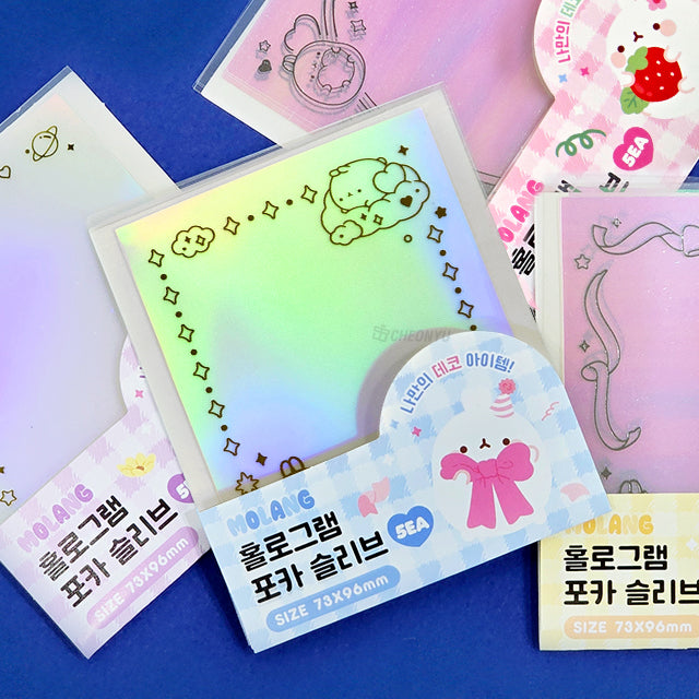 Molang Hologram Photocard Sleeve,Random