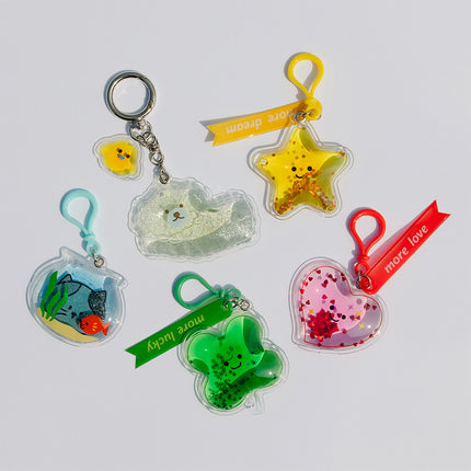 Soft glitter water key ring - 01 Lucky